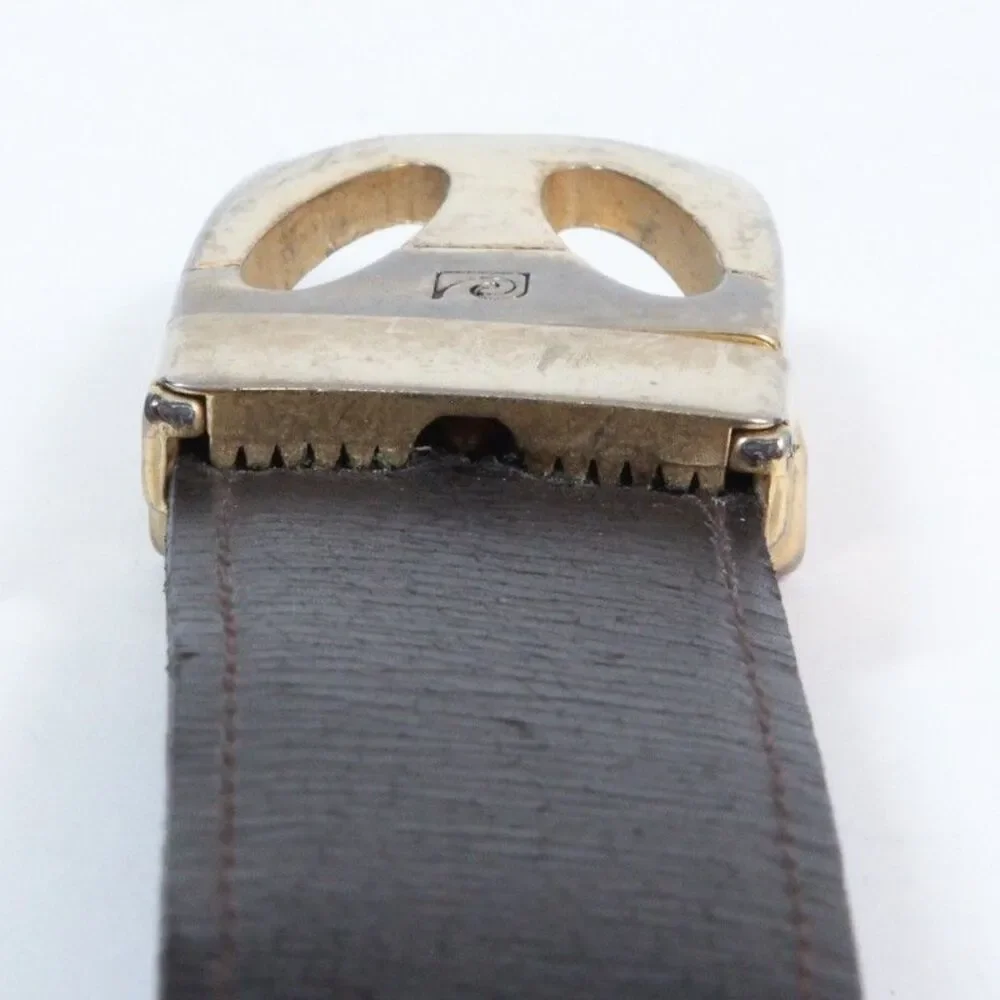 Vintage Pierre Cardin Reversible Belt Black Brown Leather Gold Logo Buckle Italy